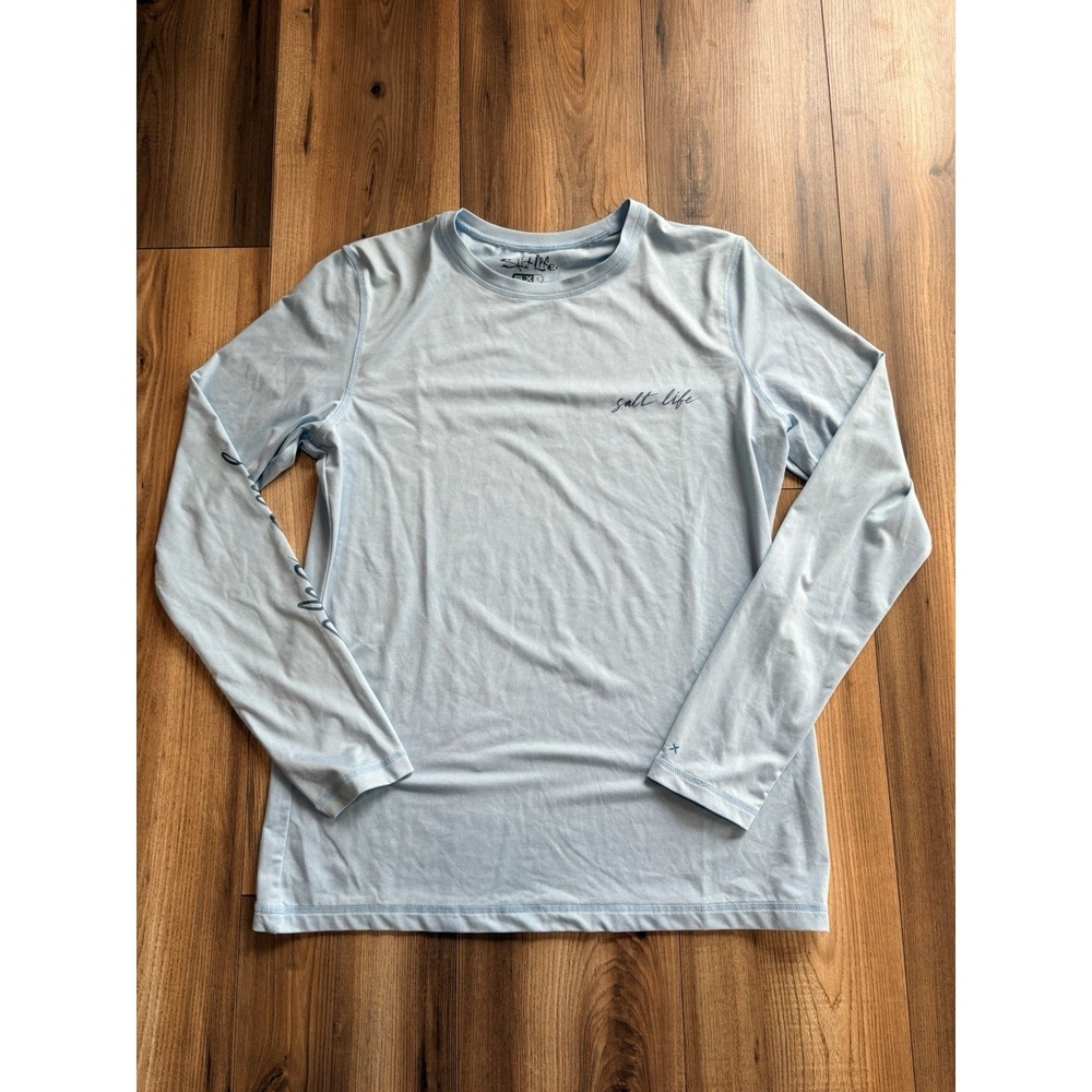 Salt Life Beach Shirt Long Sleeve Blue Women's Large‎ T-shirt